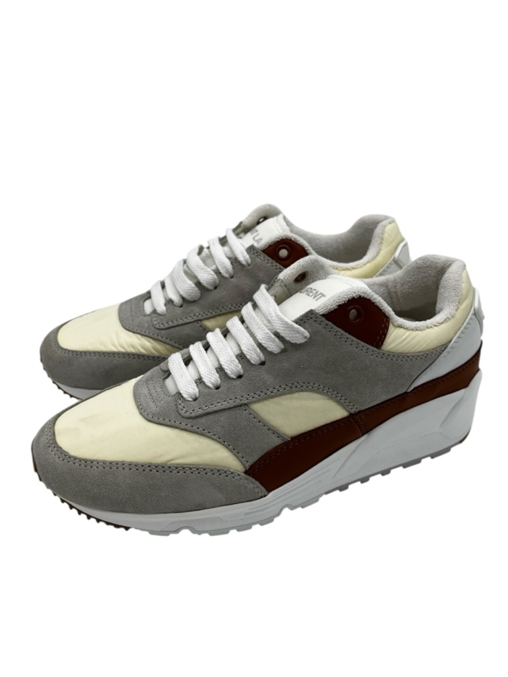 Saint Laurent Bump Low Top Sneakers Grey Cream Lace Up - 37+ (US 7.5) - Picture 5 of 16